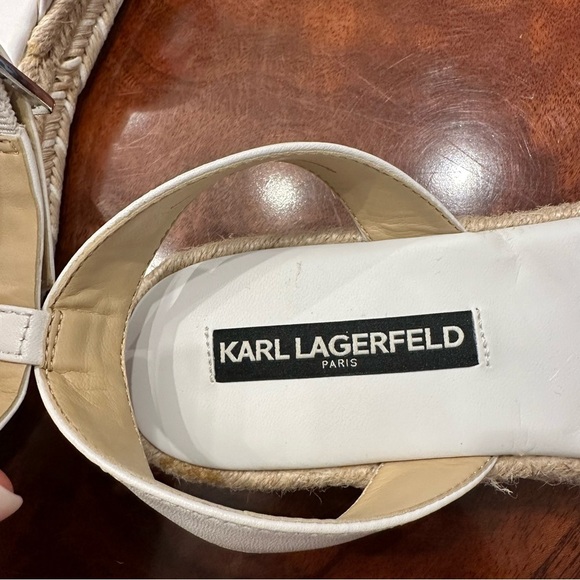 NWOT Karl Lagerfeld White Adalina-Studs Pearl Espadille Sandals size 7.5 - Picture 7 of 11